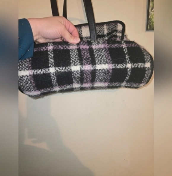 🍂🍁RARE Kate Spade New York Black/Lavender/Ivory Plaid  Large Morley Tote Bag - Picture 4 of 6